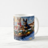 Belgische Malinois Kerstboot Vakantie Koffiemok (Voorkant rechts)