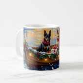 Belgische Malinois Kerstboot Vakantie Koffiemok (Voorkant links)