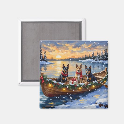 Belgische Malinois Kerstboot Vakantie Magneet (Voorkant / Achterkant)