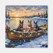 Belgische Malinois Kerstboot Vakantie Magneet (Voorkant)