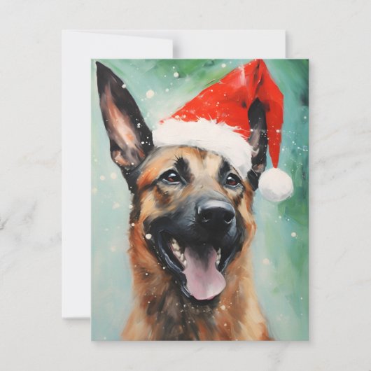 Belgische Malinois Kerstborstel schilderij kunstwe Feestdagenkaart (Voorkant)