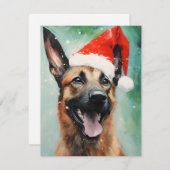 Belgische Malinois Kerstborstel schilderij kunstwe Feestdagenkaart (Voorkant / Achterkant)