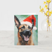 Belgische Malinois Kerstborstel schilderij kunstwe Kaart (Gele Bloem)