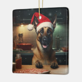 Belgische Malinois Kerstkoekjes Feestelijke vakant Keramisch Ornament (Links)