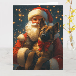 Belgische Malinois Kerstman Feestelijke Kerstmis Kaart