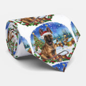 Belgische Malinois Kerstsneeuw Stropdas (Opgerold)