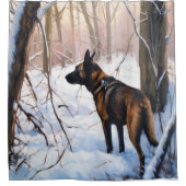 Belgische Malinois Laat Het Sneeuw Kerstmis Douchegordijn (Voorkant)