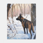 Belgische Malinois Laat Het Sneeuw Kerstmis Fleece Deken (Voorkant)
