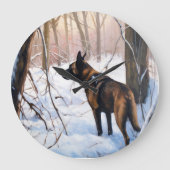 Belgische Malinois Laat Het Sneeuw Kerstmis Grote Klok (Voorkant)
