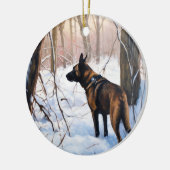 Belgische Malinois Laat Het Sneeuw Kerstmis Keramisch Ornament (Links)