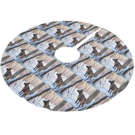 Belgische Malinois Laat Het Sneeuw Kerstmis Kerstboom Rok (Gekanteld)