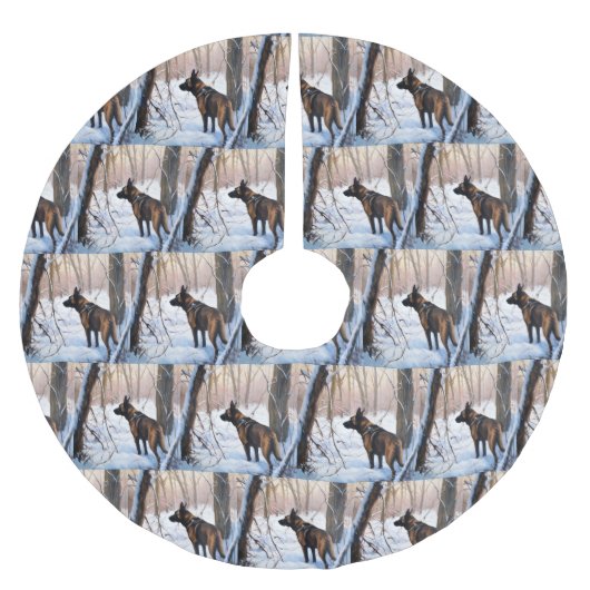 Belgische Malinois Laat Het Sneeuw Kerstmis Kerstboom Rok (Voorkant)