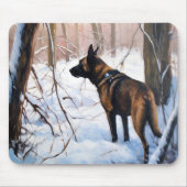 Belgische Malinois Laat Het Sneeuw Kerstmis Muismat (Voorkant)