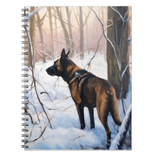 Belgische Malinois Laat Het Sneeuw Kerstmis Notitieboek