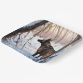 Belgische Malinois Laat Het Sneeuw Kerstmis Papieren Bordje (Gebogen)