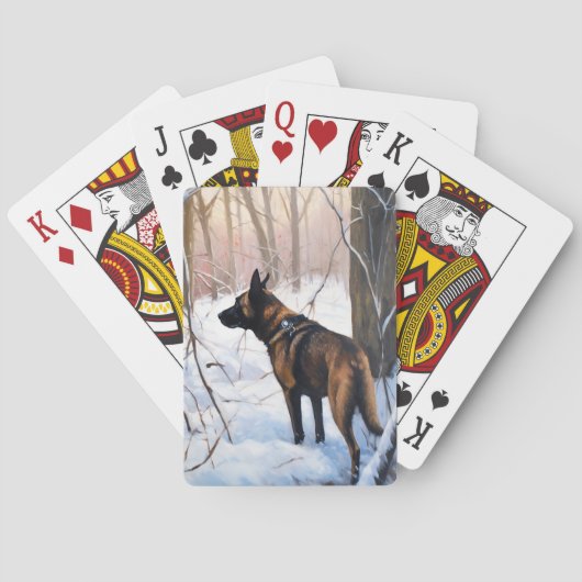 Belgische Malinois Laat Het Sneeuw Kerstmis Pokerkaarten (Achterkant)