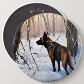 Belgische Malinois Laat Het Sneeuw Kerstmis Ronde Button 6,0 Cm (Voorkant /achterkant)