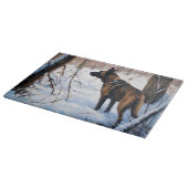 Belgische Malinois Laat Het Sneeuw Kerstmis Snijplank (Hoek)