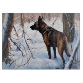Belgische Malinois Laat Het Sneeuw Kerstmis Snijplank (Voorkant)