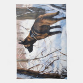 Belgische Malinois Laat Het Sneeuw Kerstmis Theedoek (Verticaal)