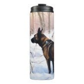 Belgische Malinois Laat Het Sneeuw Kerstmis Thermosbeker (Voorkant)