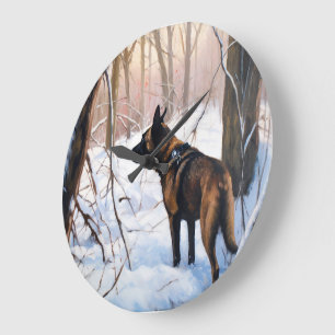 Belgische Malinois Laat het sneeuwen Kerstmis Grote Klok