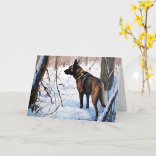 Belgische Malinois Laat het Sneeuwen Kerstmis Kaart