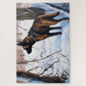 Belgische Malinois Laat het sneeuwen Kerstmis Legpuzzel (Verticaal)