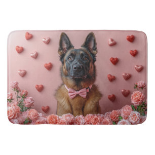 Belgische Malinois met Rozen - Valentijnsdag  Badmat