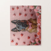 Belgische Malinois met Rozen - Valentijnsdag  Legpuzzel (Verticaal)