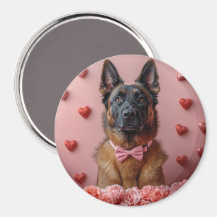 Belgische Malinois met Rozen - Valentijnsdag  Magneet