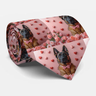 Belgische Malinois met Rozen - Valentijnsdag  Stropdas