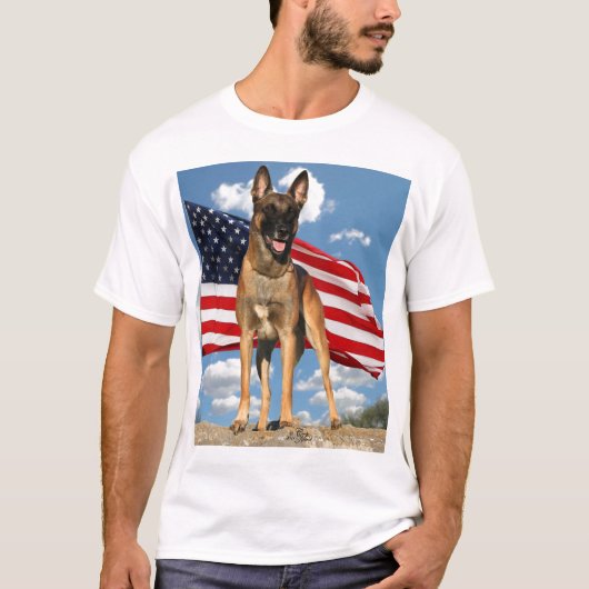 Belgische Malinois met vlag t-shirt (Voorkant)