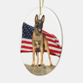 Belgische Malinois met vlaggenversiering Keramisch Ornament (Links)