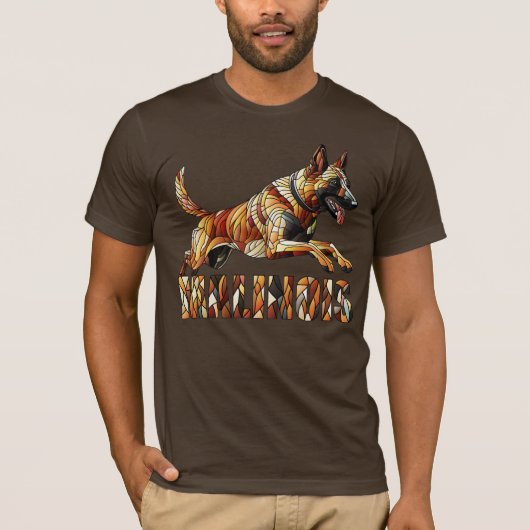 Belgische Malinois - Mozaïekkunst T-shirt (Voorkant)