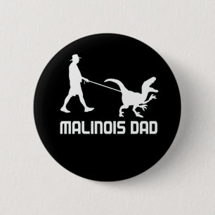 Belgische Malinois Pap Dinosaurus Grappig Gift Naa Ronde Button 5,7 Cm