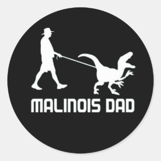 Belgische Malinois Pap Dinosaurus Grappig Gift Naa Ronde Sticker