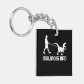 Belgische Malinois Pap Dinosaurus Grappig Gift Naa Sleutelhanger (Voorkant Links)