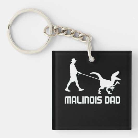 Belgische Malinois Pap Dinosaurus Grappig Gift Naa Sleutelhanger (Voorkant)