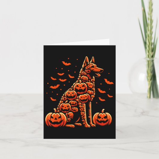 Belgische Malinois Pumpkin Jack O Lantern Hallowee Kaart (Voorkant)