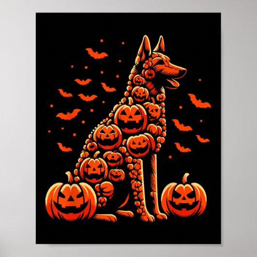 Belgische Malinois Pumpkin Jack O Lantern Hallowee Poster (Voorkant)