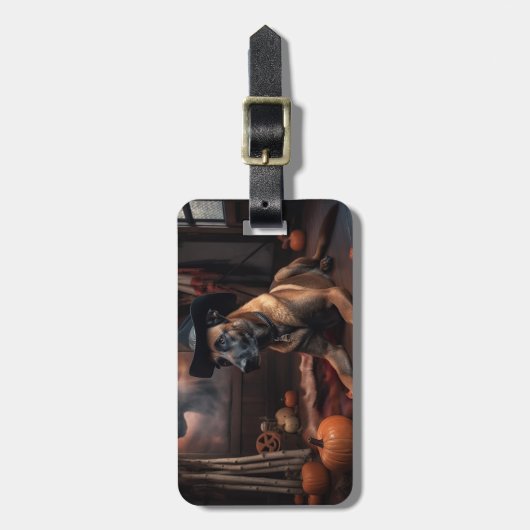 Belgische Malinois Pumpkins Halloween Scary Bagagelabel (Voorkant verticaal)