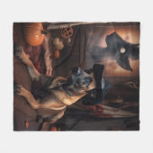 Belgische Malinois Pumpkins Halloween Scary Fleece Deken (Voorkant (Horizontaal))