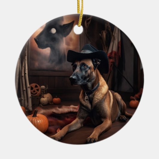 Belgische Malinois Pumpkins Halloween Scary Keramisch Ornament (Voorkant)