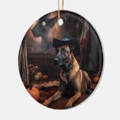 Belgische Malinois Pumpkins Halloween Scary Keramisch Ornament (Links)