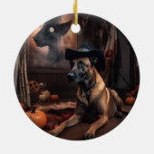 Belgische Malinois Pumpkins Halloween Scary Keramisch Ornament (Achterkant)