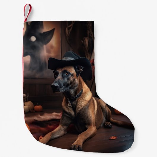 Belgische Malinois Pumpkins Halloween Scary Kleine Kerstsok (Voorkant)