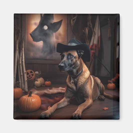 Belgische Malinois Pumpkins Halloween Scary Magneet (Voorkant)