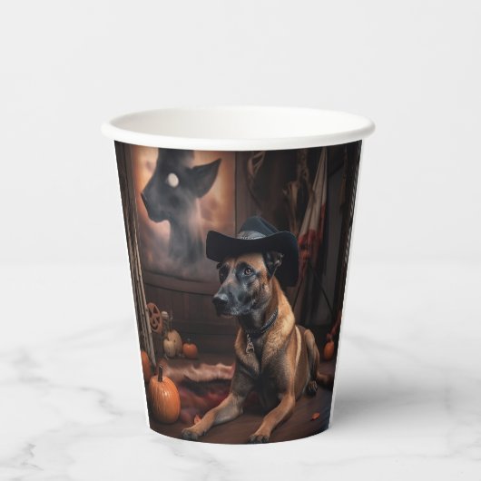 Belgische Malinois Pumpkins Halloween Scary Papieren Bekers (Voorkant)