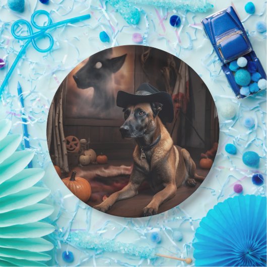 Belgische Malinois Pumpkins Halloween Scary Papieren Bordje (Feest)